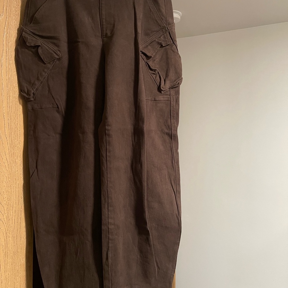 Women’s Dark Brown Cargo Pants with Side Patch Pockets